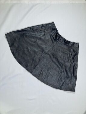 One Clothing Los Angeles Faux Leather Skater Mini Skirt - Black Size L Goth